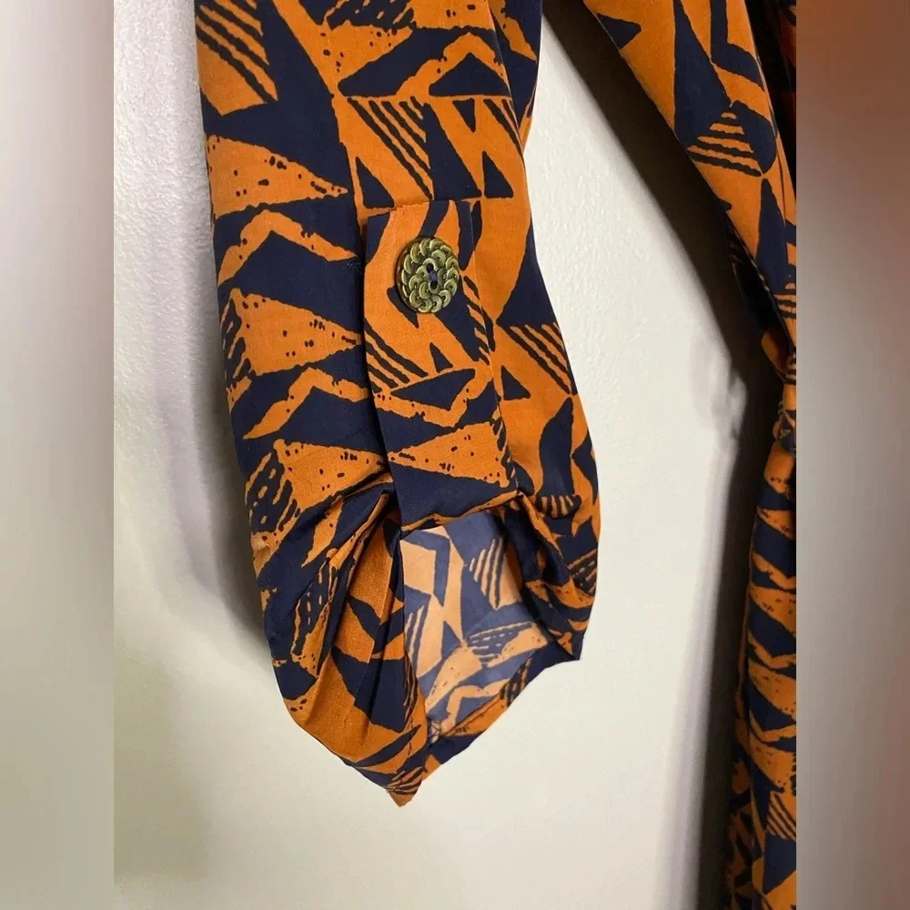 Vintage Madelynn womens dress navy orange size tag missing VTG small or medium - Picture 3 of 11